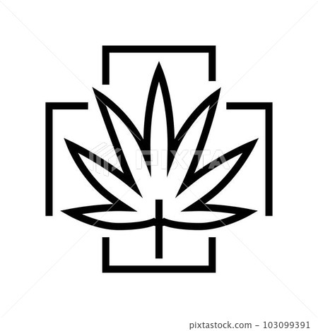 medicicne cannabis line icon vector illustration medicicne cannabis line icon vector illustration 103099391