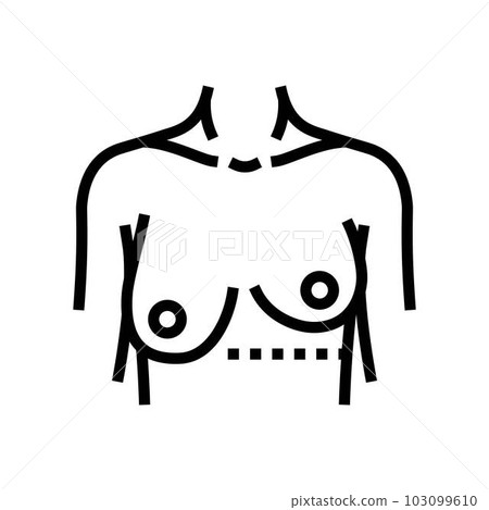 breast asymmetry surgery line icon vector illustration 103099610
