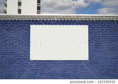 Textured blue bricks wall and blank frame Textured blue bricks wall and blank frame 103100410