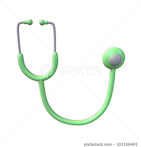 3d green stethoscope icon. Rendering illustration of medical sign. Clinical diagnostic, listen heartbeat medicine tool. Cartoon cute cardiology instrument. Isolated on white background with clipping 3d green stethoscope icon. Rendering illustration of medical sign. Clinical diagnostic, listen heartbeat medicine tool. Cartoon cute cardiology instrument. Isolated on white background with clipping 103100491