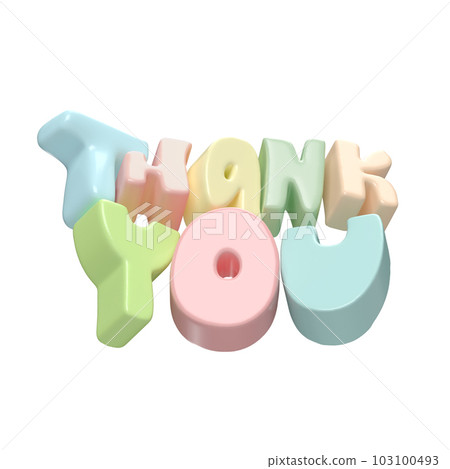Thank you multicolor lettering 3d text icon hand drawn, thanksgiving day Cute Illustration isolated on white background with clipping path 103100493