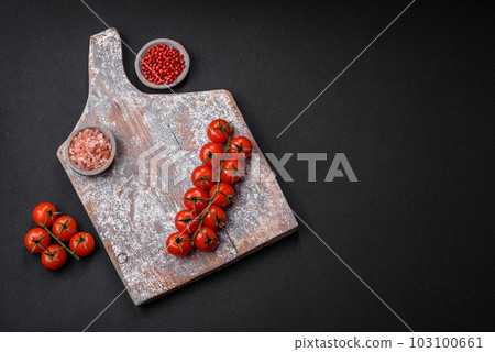 Knife, fork and cutting board, salt, pepper and other ingredients Knife, fork and cutting board, salt, pepper and other ingredients 103100661