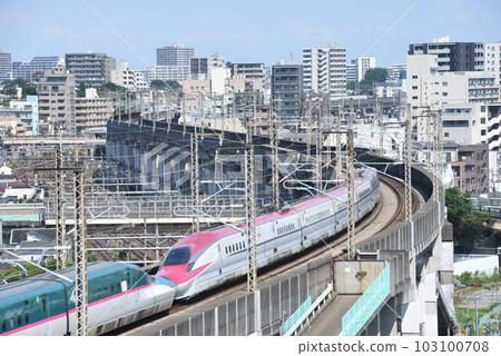 JR East Shinkansen Oji Station north side - Stock Photo 