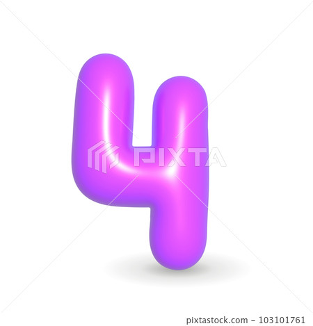 Luxury lilac balloon digit four. 3d realistic design element. For Happy Birthday. Luxury lilac balloon digit four. 3d realistic design element. For Happy Birthday. 103101761