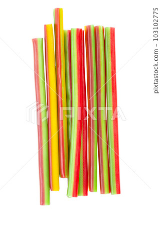 Liquorice paste isolated on the white background. Multicolored candy strips. Liquorice paste isolated on the white background. Multicolored candy strips. 103102775