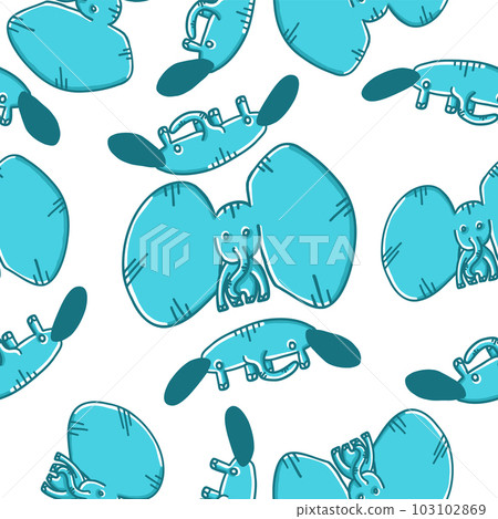 Elephants seamless pattern in different situations in cartoon flat style 103102869