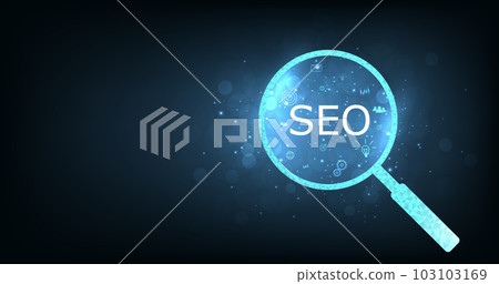 Search engine optimization (SEO) concept on dark blue background. Search engine optimization (SEO) concept on dark blue background. 103103169