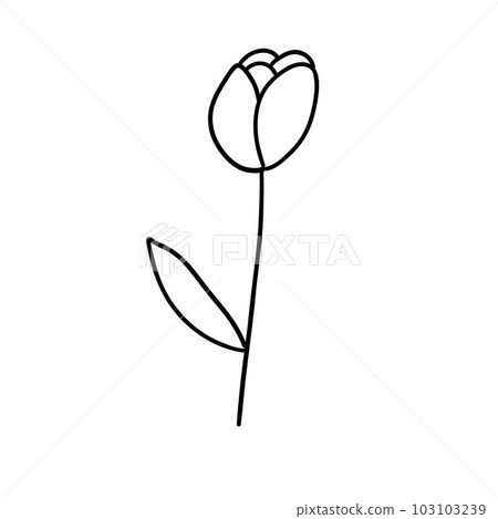 Black and white flower for coloring. Plant in outline doodle style. Hand drawn vector illustration. Black and white flower for coloring. Plant in outline doodle style. Hand drawn vector illustration. 103103239
