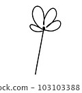 Black and white flower for coloring. Plant in outline doodle style. Hand drawn vector illustration. 103103388