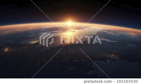 Planet earth globe view from space showing realistic earth surface and world map as in outer space point of view. ai generative. 103103530