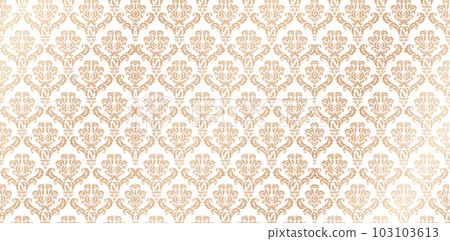 vector illustration seamlessly patterns golden damask wallpaper for Presentations marketing, decks, Canvas for text-based compositions: ads, book covers, Digital interfaces, print design templates 103103613