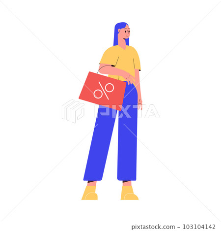 Sale with Woman Character Carrying Bag Shopping and Making Purchase Vector Illustration Sale with Woman Character Carrying Bag Shopping and Making Purchase Vector Illustration 103104142