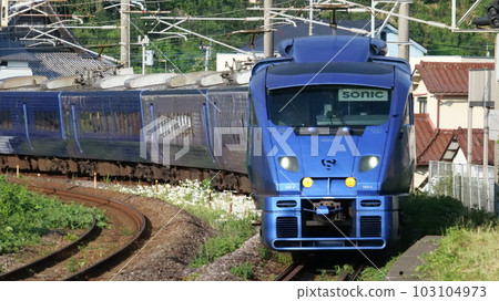 Limited express Sonic JR Kyushu 883 series limited express train train railway Limited express Sonic JR Kyushu 883 series limited express train train railway 103104973