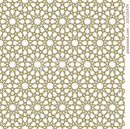 Seamless arabic geometric ornament in brown color. 103105474