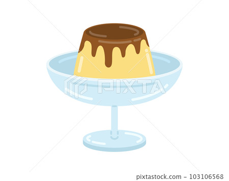 甜點杯上焦糖布丁的插圖 103106568