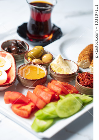 Traditional delicious Turkish breakfast, food concept photo. High quality photo Traditional delicious Turkish breakfast, food concept photo. High quality photo 103107111