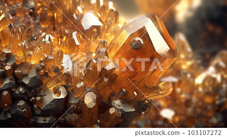 Amazing macro closeup of geometric crystal structure - generative AI, AI generated Amazing macro closeup of geometric crystal structure - generative AI, AI generated 103107272