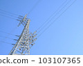 Power transmission tower in the blue sky 103107365