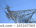 Power transmission tower in the blue sky 103107369
