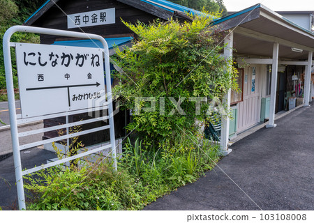 [Abandoned line] Platform and station name sign at Nishi-Chuugane Station 103108008