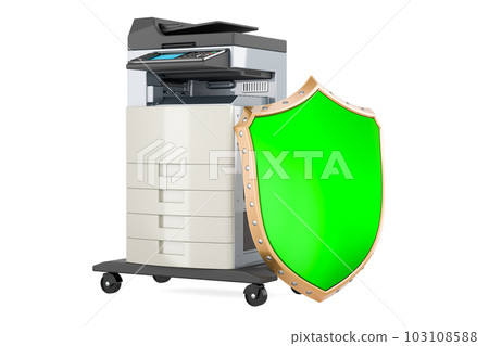 Office multifunction printer MFP with shield. 3D rendering 103108588