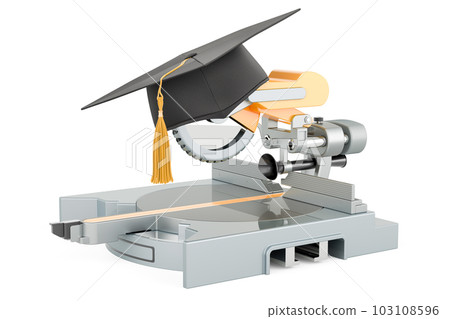 Table circular saw with graduation hat. 3D rendering Table circular saw with graduation hat. 3D rendering 103108596