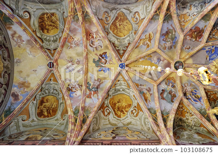 Ceiling fresco in the church of Immaculate Conception in Lepoglava, Croatia 103108675