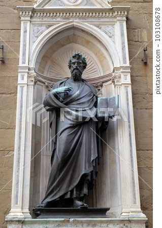 Saint Matthew the Evangelist by Lorenzo Ghiberti, Orsanmichele Church in Florence, Tuscany, Italy Saint Matthew the Evangelist by Lorenzo Ghiberti, Orsanmichele Church in Florence, Tuscany, Italy 103108678