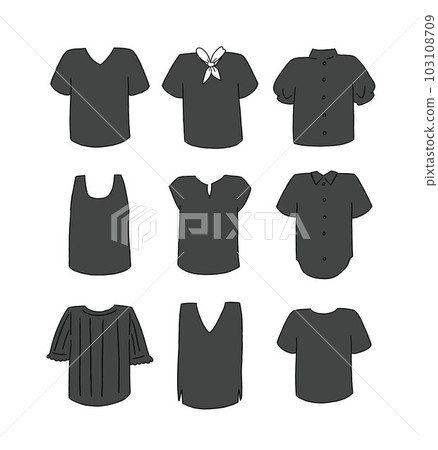 插圖集黑色短袖衣服 103108709