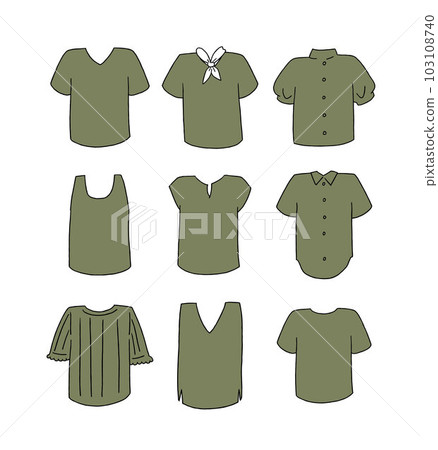 插畫套橄欖色短袖衣服 插畫套橄欖色短袖衣服 103108740