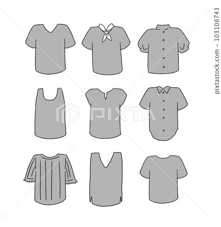 Illustration set of gray short-sleeved clothes 103108743