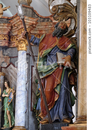 Statue of Saint Joachim on the Saint Joseph altar in the Church of Assumption of the Virgin Mary in Pokupsko, Croatia Statue of Saint Joachim on the Saint Joseph altar in the Church of Assumption of the Virgin Mary in Pokupsko, Croatia 103109483