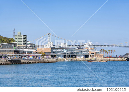 Shimonoseki City, Yamaguchi Prefecture Popular Tourist Destination Karato Market, Kamon Wharf, and the Kanmon Bridge Area Shimonoseki City, Yamaguchi Prefecture Popular Tourist Destination Karato Market, Kamon Wharf, and the Kanmon Bridge Area 103109615