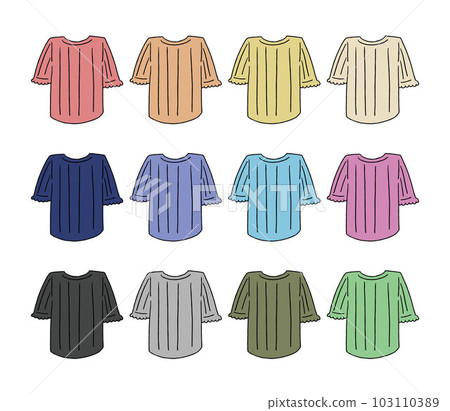 Summer knit shirt illustration set Summer knit shirt illustration set 103110389