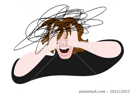 Despair. Young person crying and clutching head. Vector isolated illustration. 103111051