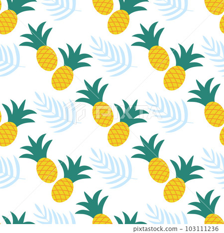 Pineapple and palm branch seamless pattern Pineapple and palm branch seamless pattern 103111236