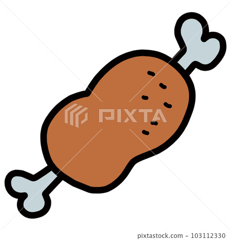 骨頭上有肉的卡通手繪插畫 103112330