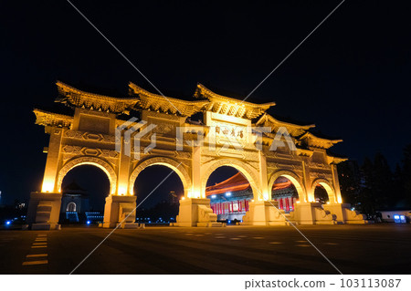 Liberty Square gate, Chiang Kai-Shek Memorial Hall at night, Taipei, Taiwan 103113087