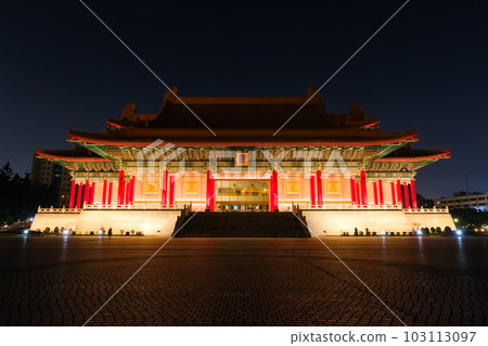 Chiang Kai-shek Memorial Hall at night, Taipei, Taiwan, National Conservatory of Music Chiang Kai-shek Memorial Hall at night, Taipei, Taiwan, National Conservatory of Music 103113097