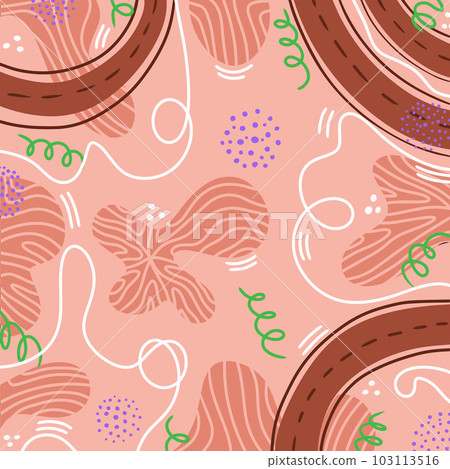 Colorful abstract vector seamless pattern. Paint splashes and brush strokes in warm colors. Background, wrapping paper 103113516