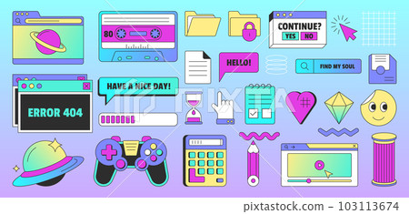 Retro user interface elements in vaporwave style Retro user interface elements in vaporwave style 103113674