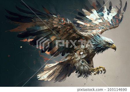 Image of an eagle flaps its wings. Birds. Wildlife Animals. Illustration, generative AI. 103114690