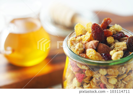 fruit granola and honey fruit granola and honey 103114711