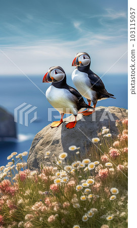 Atlantic puffin , also known as the common puffin, is a species of seabird in the auk family 103115057