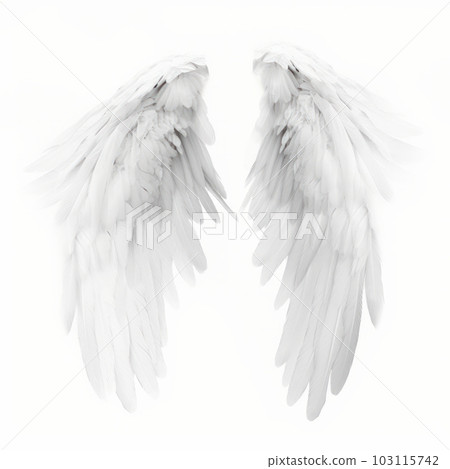 Pure white dove wings isolated on white background, symbolizing peace and harmony. AI Generative Pure white dove wings isolated on white background, symbolizing peace and harmony. AI Generative 103115742