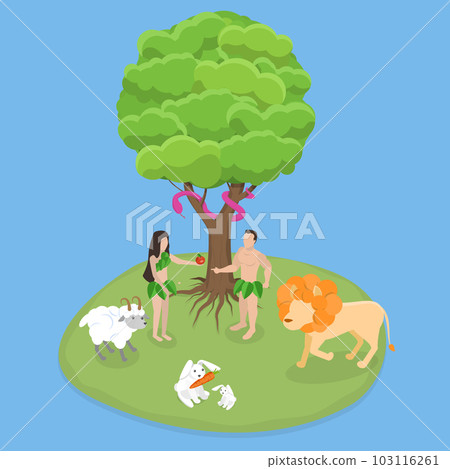 3D Isometric Flat Vector Conceptual Illustration of Garden Of Eden 103116261