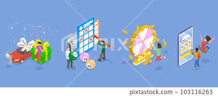 3D Isometric Flat Vector Set of Lottery Winners 3D Isometric Flat Vector Set of Lottery Winners 103116263