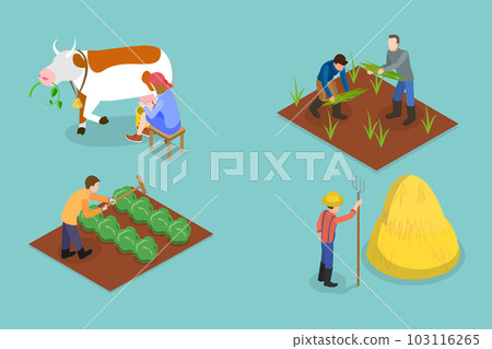 3D Isometric Flat Vector Set of Farmers 3D Isometric Flat Vector Set of Farmers 103116265