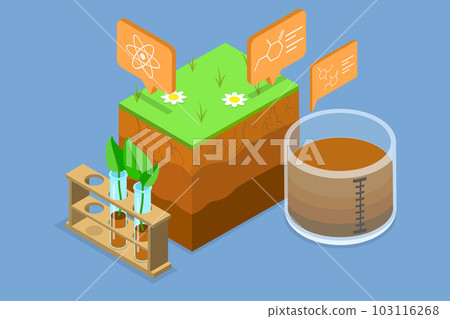 3D Isometric Flat Vector Conceptual Illustration of Soil Analysis 103116268