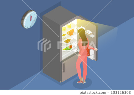 3D Isometric Flat Vector Conceptual Illustration of Night Snack 3D Isometric Flat Vector Conceptual Illustration of Night Snack 103116308